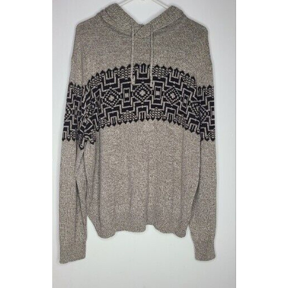 Men's Shirt Urban Pipeline Heather Brown/ Tan Tweed Knit Sweater Hooded Size XXL
